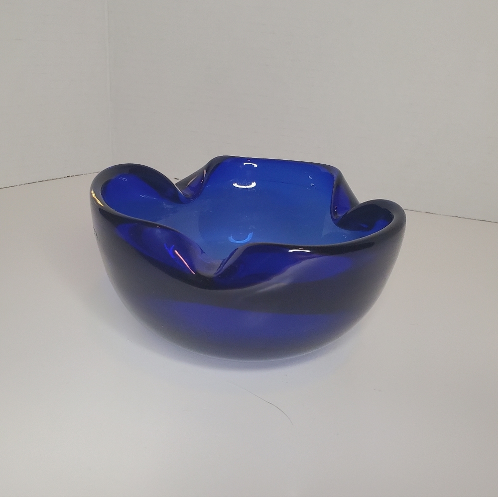 Blue Art Glass Ashtray